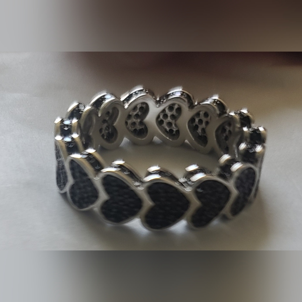 Silver Heart Eternity Ring